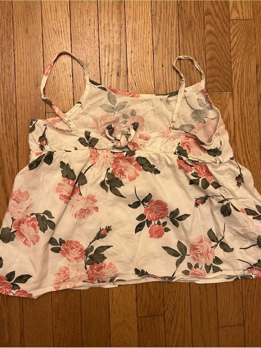 Kids Old Navy Girls Pink Rose Print Baby Doll Tie Back Top XXL (18)